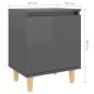 vidaXL Nachttisch mit Massivholz-Beinen Hochglanz-Grau 40x30x50 cm vidaXL Nachttisch mit Massivholz-Beinen Hochglanz-Grau 40x30x50 cm