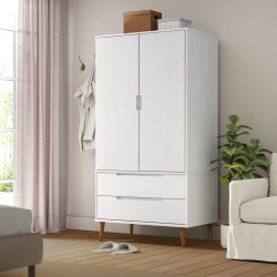 vidaXL Kleiderschrank MOLDE Weiß 90x55x175 cm Massivholz Kiefer