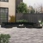 12-tlg. Garten-Lounge-Set mit Auflagen Poly Rattan Schwarz 12-tlg. Garten-Lounge-Set mit Auflagen Poly Rattan Schwarz