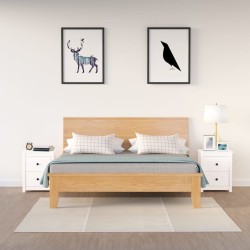 vidaXL Nachttische 2 Stk. Weiß 50x35x61,5 cm Massivholz Kiefer