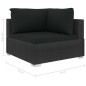 11-tlg. Garten-Lounge-Set mit Auflagen Poly Rattan Schwarz 11-tlg. Garten-Lounge-Set mit Auflagen Poly Rattan Schwarz