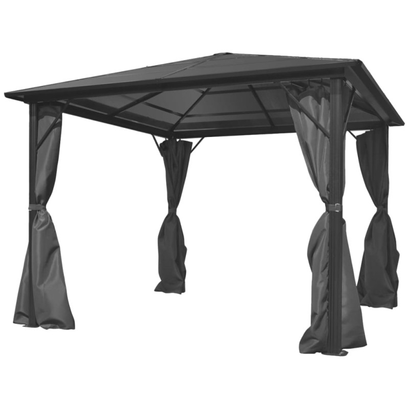 vidaXL Pavillon mit Vorhängen Anthrazit Aluminium 300 x 300 cm vidaXL Pavillon mit Vorhängen Anthrazit Aluminium 300 x 300 cm