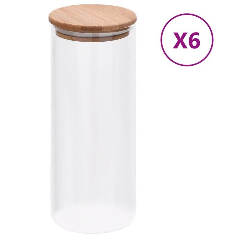 vidaXL Vorratsgläser mit Bambusdeckel 6 Stk. 1000 ml vidaXL Vorratsgläser mit Bambusdeckel 6 Stk. 1000 ml