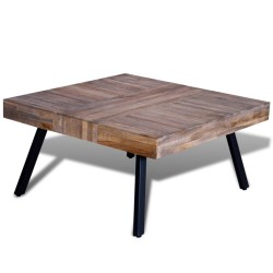 vidaXL Couchtisch Quadratisch Recyceltes Holz Teak 