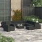 vidaXL 12-tlg. Garten-Lounge-Set mit Auflagen Poly Rattan Schwarz vidaXL 12-tlg. Garten-Lounge-Set mit Auflagen Poly Rattan Schwarz