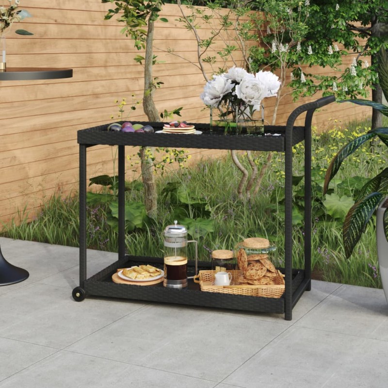 vidaXL Barwagen Schwarz 100x45x83 cm Poly Rattan vidaXL Barwagen Schwarz 100x45x83 cm Poly Rattan