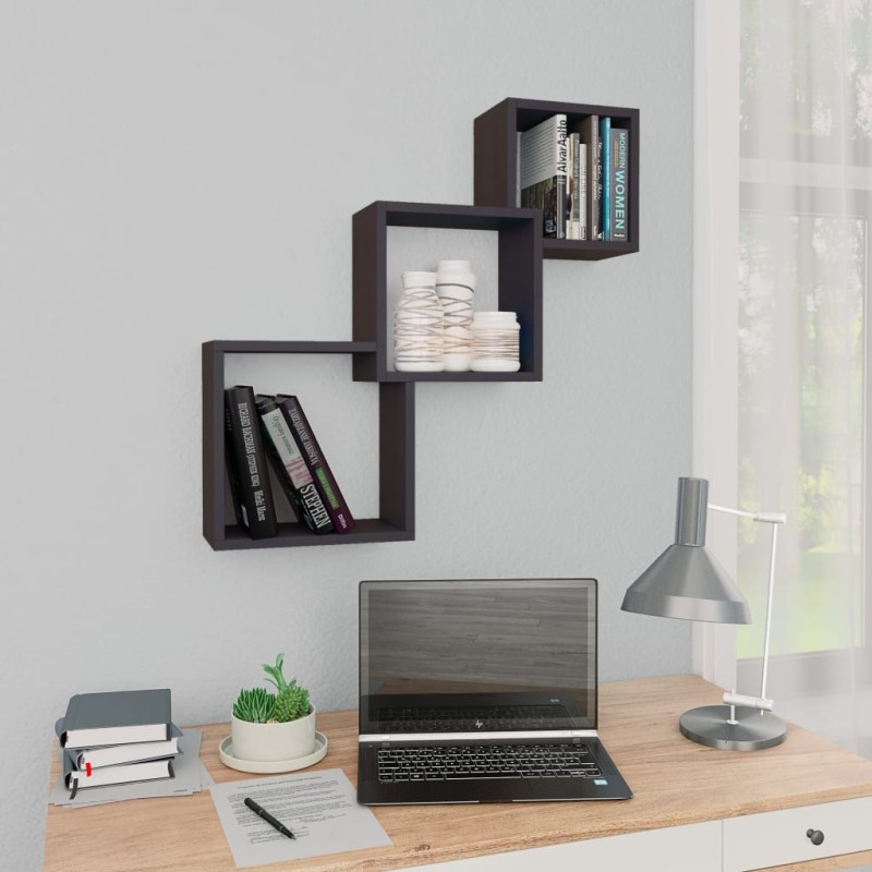 vidaXL Cube Wandregale Hochglanz-Schwarz 68x15x68 cm Holzwerkstoff vidaXL Cube Wandregale Hochglanz-Schwarz 68x15x68 cm Holzwerkstoff
