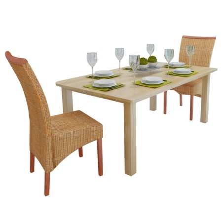 vidaXL Esszimmerstühle 2 Stk. Braun Natürliches Rattan