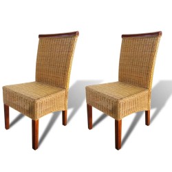 vidaXL Esszimmerstühle 2 Stk. Braun Natürliches Rattan