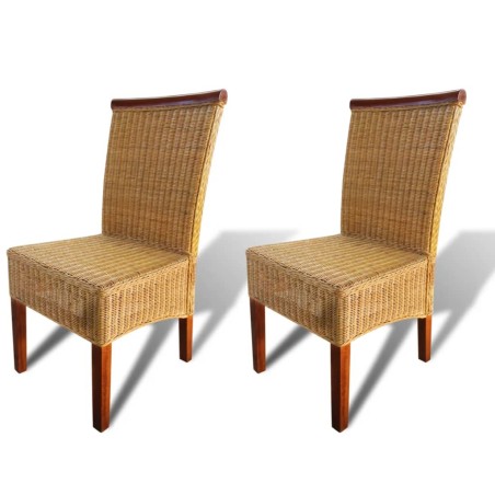 vidaXL Esszimmerstühle 2 Stk. Braun Natürliches Rattan