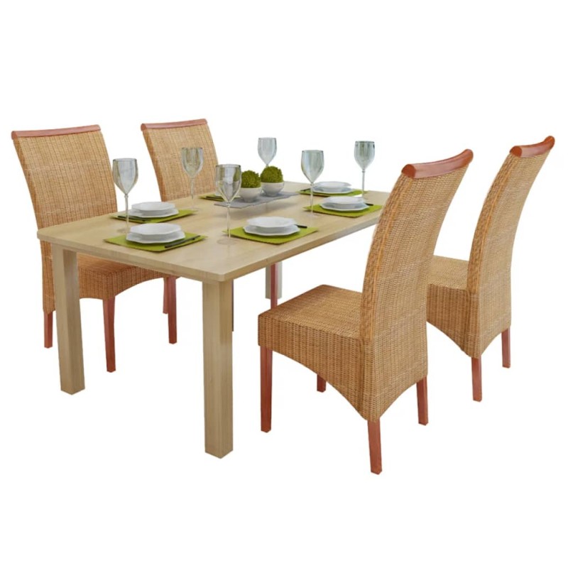 vidaXL Esszimmerstühle 4 Stk. Braun Natur Rattan vidaXL Esszimmerstühle 4 Stk. Braun Natur Rattan