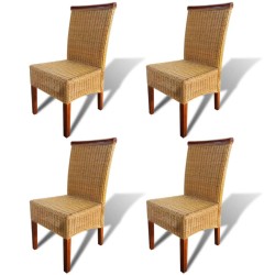 vidaXL Esszimmerstühle 4 Stk. Braun Natur Rattan