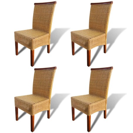 vidaXL Esszimmerstühle 4 Stk. Braun Natur Rattan