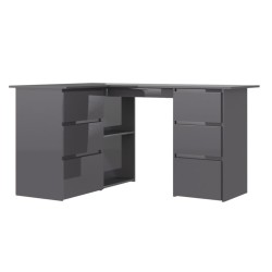 vidaXL Eckschreibtisch Hochglanz-Grau 145x100x76 cm Holzwerkstoff