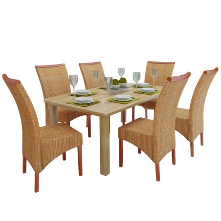 vidaXL Esszimmerstühle 6 Stk. Natur Rattan Braun 