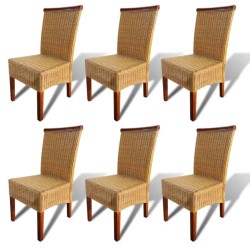 vidaXL Esszimmerstühle 6 Stk. Natur Rattan Braun 