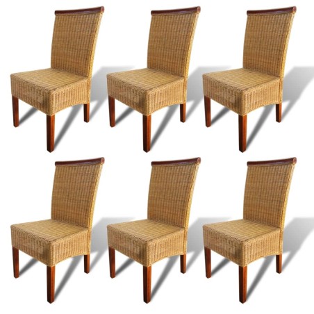 vidaXL Esszimmerstühle 6 Stk. Natur Rattan Braun 