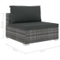 8-tlg. Garten-Lounge-Set mit Auflagen Poly Rattan Grau 8-tlg. Garten-Lounge-Set mit Auflagen Poly Rattan Grau