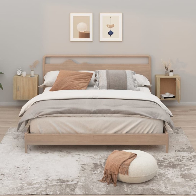 vidaXL Wand-Nachttische 2 Stk. Sonoma-Eiche 50x30x47 cm vidaXL Wand-Nachttische 2 Stk. Sonoma-Eiche 50x30x47 cm