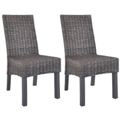 vidaXL Esszimmerstühle 2 Stk. Braun Kubu Rattan und Mango Holz