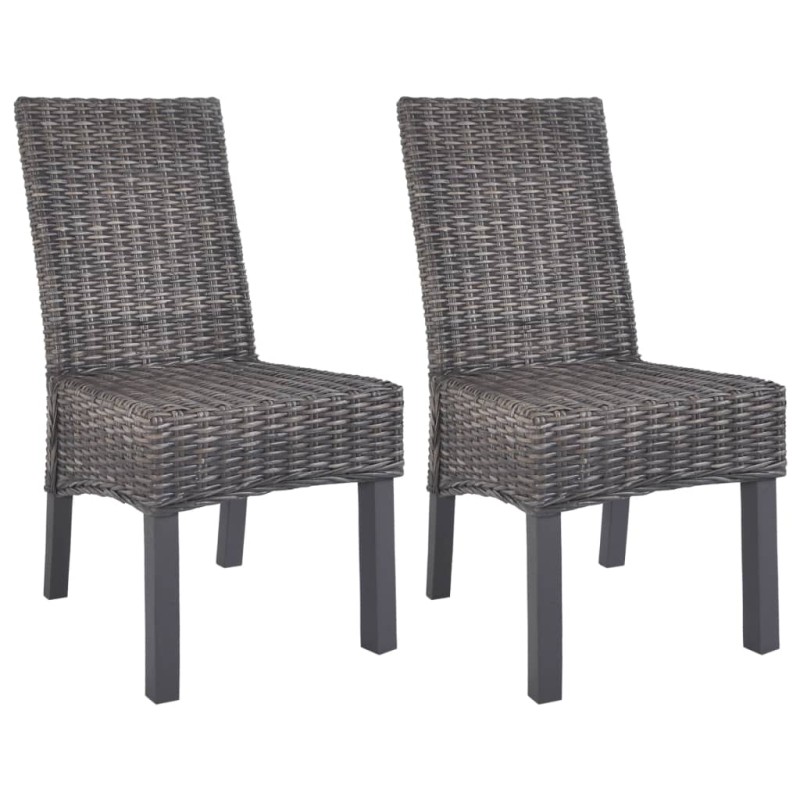 vidaXL Esszimmerstühle 2 Stk. Braun Kubu Rattan und Mango Holz vidaXL Esszimmerstühle 2 Stk. Braun Kubu Rattan und Mango Holz