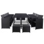 15-tlg. Garten-Essgruppe mit Kissen Poly Rattan Schwarz 15-tlg. Garten-Essgruppe mit Kissen Poly Rattan Schwarz