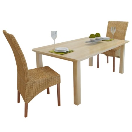 vidaXL Esszimmerstühle 2 Stk. Braun Natur Rattan 