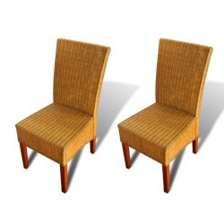 vidaXL Esszimmerstühle 2 Stk. Braun Natur Rattan 