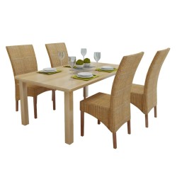 vidaXL Esszimmerstühle 4 Stk. Braun Natur Rattan