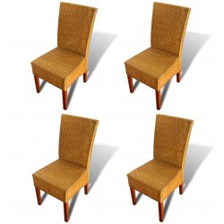 vidaXL Esszimmerstühle 4 Stk. Braun Natur Rattan