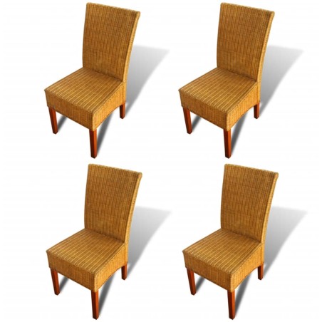 vidaXL Esszimmerstühle 4 Stk. Braun Natur Rattan
