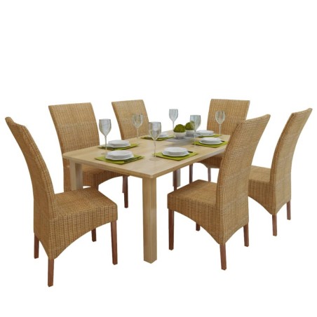 vidaXL Esszimmerstühle 6 Stk. Natur Rattan Braun 