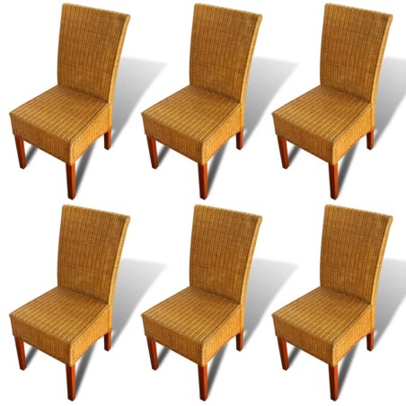 vidaXL Esszimmerstühle 6 Stk. Natur Rattan Braun 