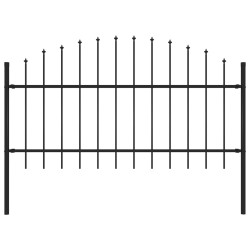 vidaXL Gartenzaun mit Speerspitzen Stahl (1 - 1,25) x 1,7 m Schwarz
