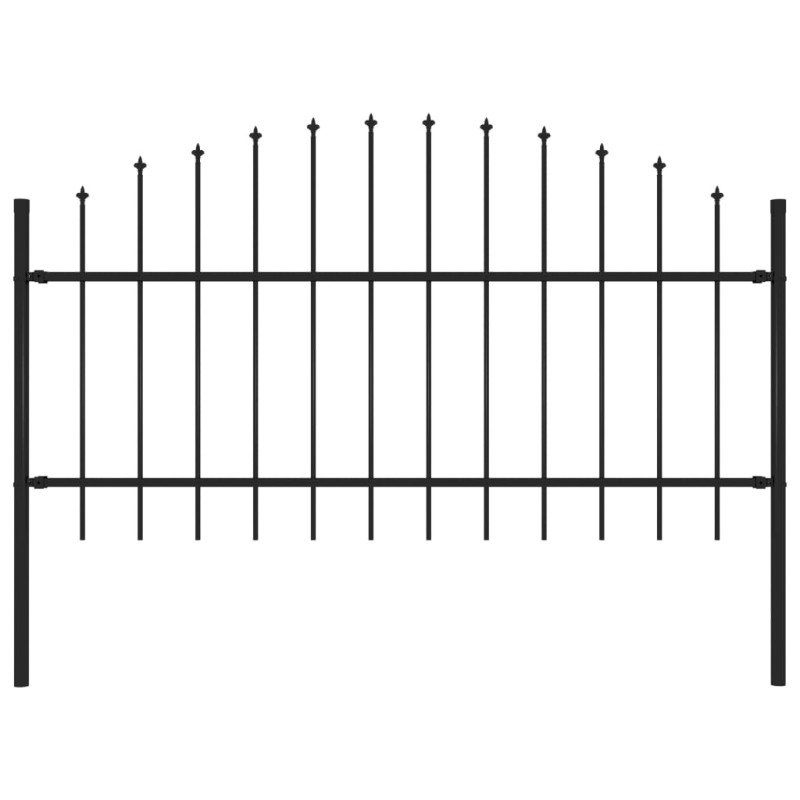 vidaXL Gartenzaun mit Speerspitzen Stahl (1 - 1,25) x 1,7 m Schwarz