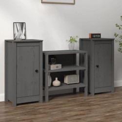 vidaXL Sideboards 2 Stk. Grau 40x35x80 cm Massivholz Kiefer