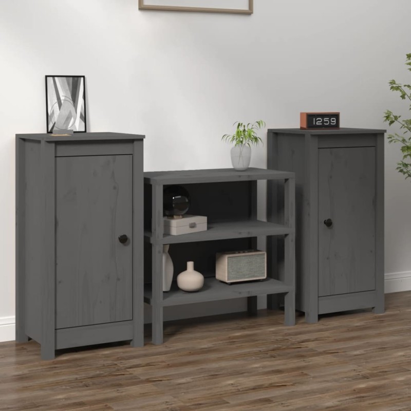 vidaXL Sideboards 2 Stk. Grau 40x35x80 cm Massivholz Kiefer vidaXL Sideboards 2 Stk. Grau 40x35x80 cm Massivholz Kiefer