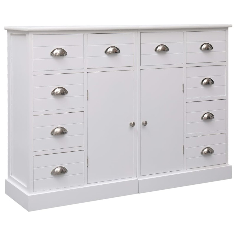 vidaXL Sideboard mit 10 Schubladen Weiß 113 x 30 x 79 cm Holz vidaXL Sideboard mit 10 Schubladen Weiß 113 x 30 x 79 cm Holz