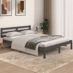 vidaXL Massivholzbett Kiefer 140x190 cm Grau