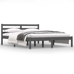 vidaXL Massivholzbett Kiefer 140x190 cm Grau