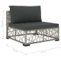 6-tlg. Garten-Lounge-Set mit Auflagen Poly Rattan Grau 6-tlg. Garten-Lounge-Set mit Auflagen Poly Rattan Grau