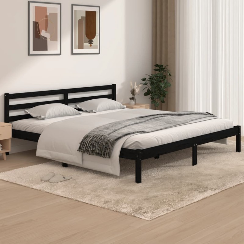 vidaXL Massivholzbett Kiefer 180x200 cm Schwarz vidaXL Massivholzbett Kiefer 180x200 cm Schwarz
