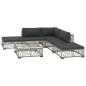 6-tlg. Garten-Lounge-Set mit Auflagen Poly Rattan Grau 6-tlg. Garten-Lounge-Set mit Auflagen Poly Rattan Grau