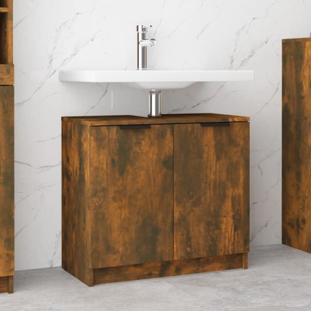 vidaXL Badezimmerschrank Räuchereiche 64,5x33,5x59 cm Holzwerkstoff