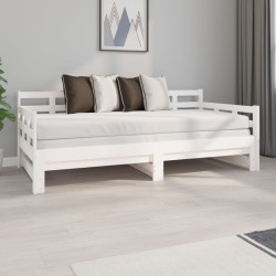 vidaXL Tagesbett Ausziehbar Weiß Massivholz Kiefer 2x(90x190) cm