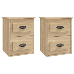 vidaXL Wand-Nachttische 2 Stk. Sonoma-Eiche 41,5x36x53 cm