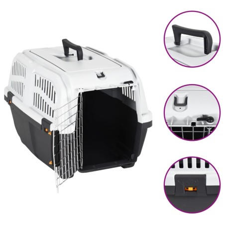 vidaXL Transportbox für Haustiere Metalltür 55x36x35 cm Polypropylen