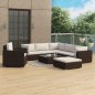 8-tlg. Garten-Lounge-Set mit Auflagen Poly Rattan Braun 8-tlg. Garten-Lounge-Set mit Auflagen Poly Rattan Braun
