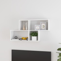 vidaXL Wandregal Hochglanz-Weiß 100x18x53 cm Holzwerkstoff