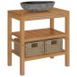 vidaXL Waschtischunterschrank Teak Massiv mit Flussstein Waschbecken vidaXL Waschtischunterschrank Teak Massiv mit Flussstein Waschbecken